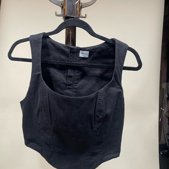 Sunday Best Black Structured Cotton Bustier Corset Crop Top - Picture 3 of 7